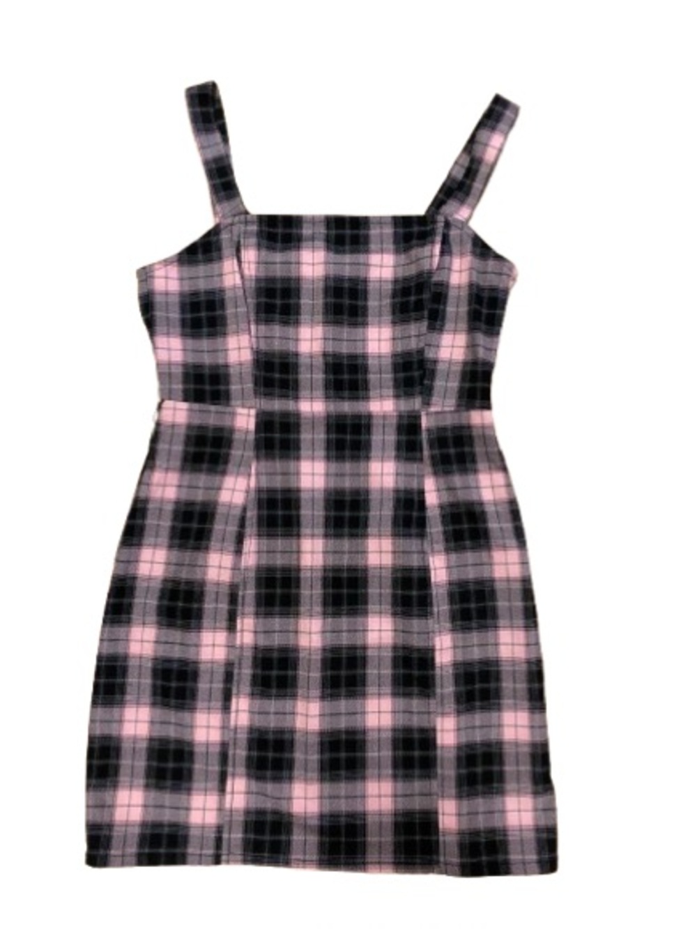 H&M Divided Pink & Black Plaid Pinafore Dress with Belt - Size Small (S/P)